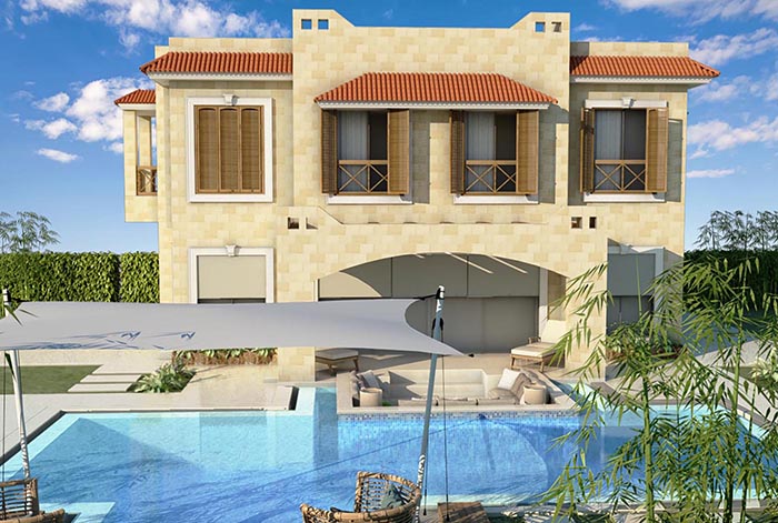 villa and swimming pool