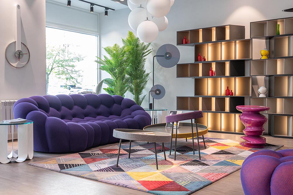 a creative purple living room