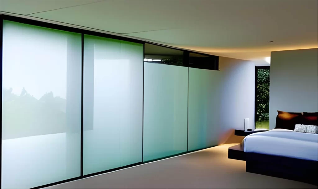 frosted glass for privacy in bedroom