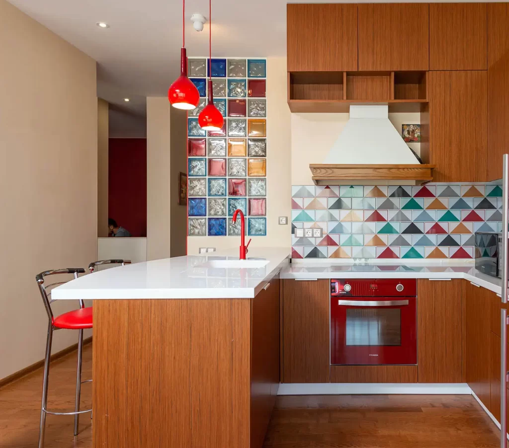 glass bricks in a kitchen