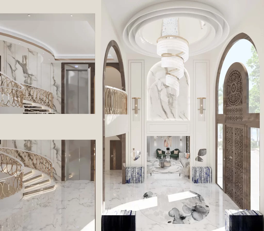 double height luxury foyer